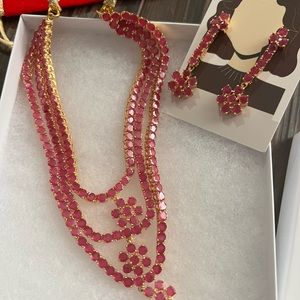Women necklace set Real Ruby with 22karat gold finish